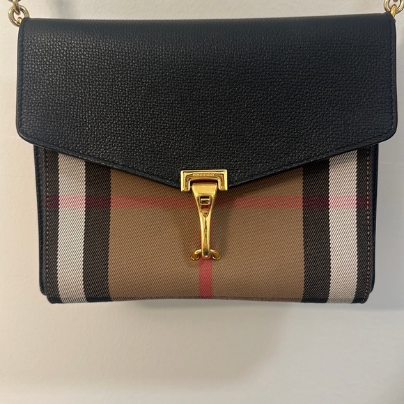 Burberry Handbags - Burberry Black and Brown Crossbody Bag with Gold Accent